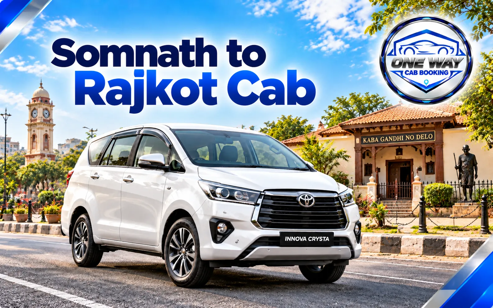 Cab from Somnath to Rajkot with Innova Hycross for comfortable intercity travel.