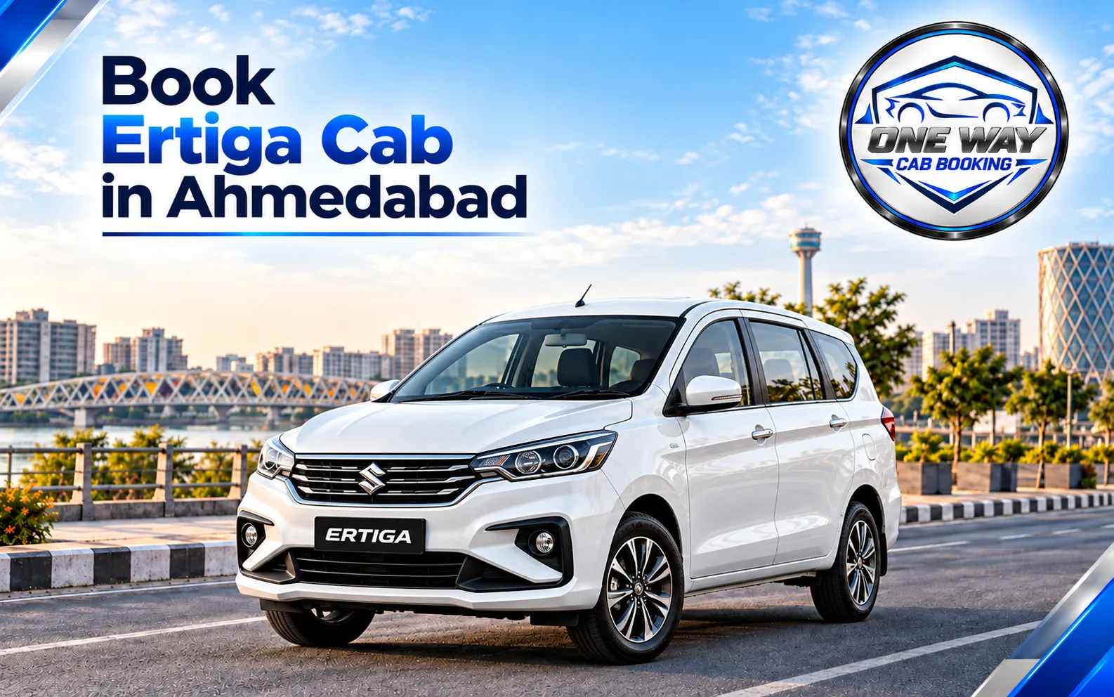 White Ertiga available with a reliable taxi service in Ahmedabad for local and outstation travel.